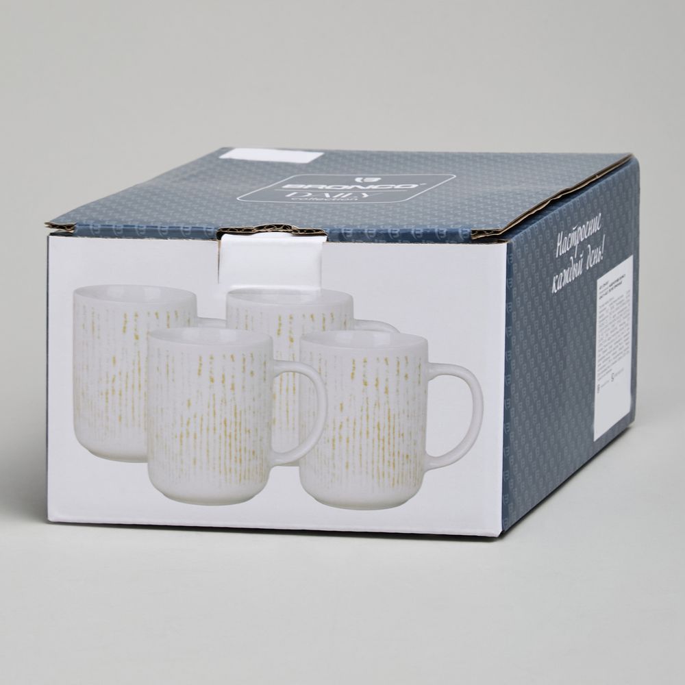 НАБОР КРУЖЕК BRONCO "DAILY" 4 ШТ. 350 МЛ ГОРЧИЧНЫЙ