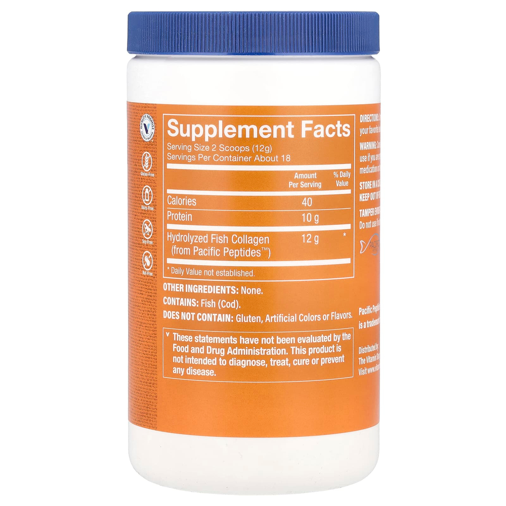 The Vitamin Shoppe, Морской коллаген, без добавок, 216 г (7,62 унции)