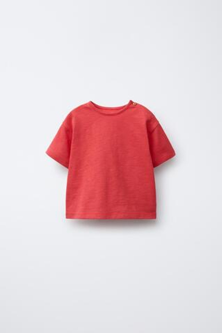 ZARA ОДНОТОННАЯ ФУТБОЛКА, КРАСНЫЙ