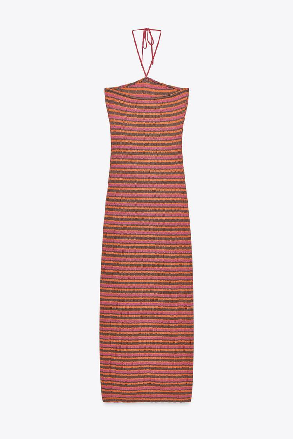 ZARA ПЛАТЬЕ МИДИ ЖАККАРД В ПОЛОСКУ, РАЗНОЦВЕТНЫЙ