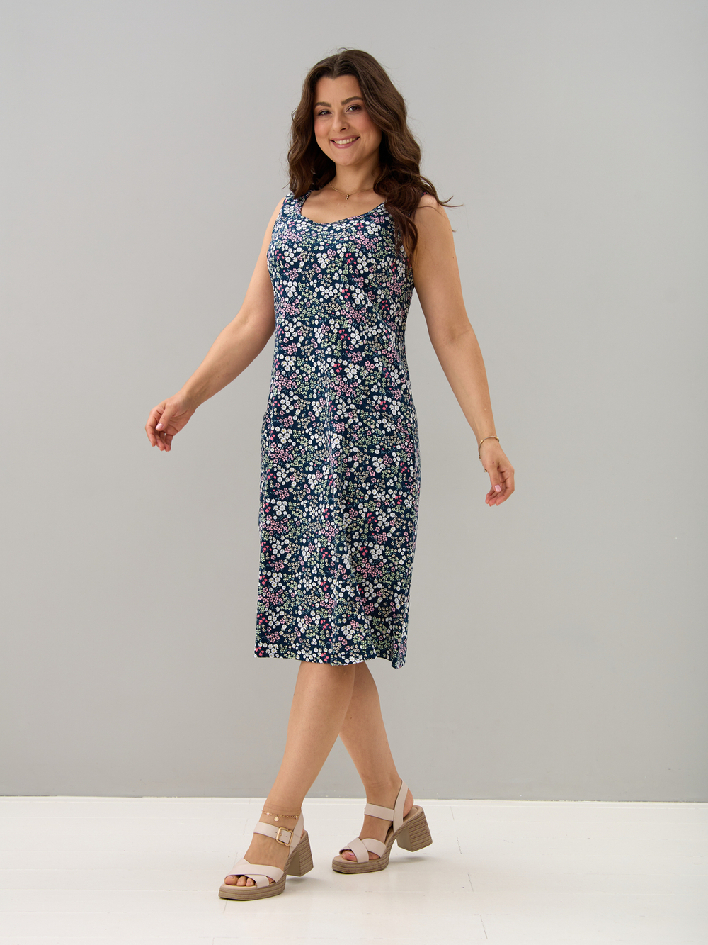 Платье П-012/синий-ромашкимаргаритки