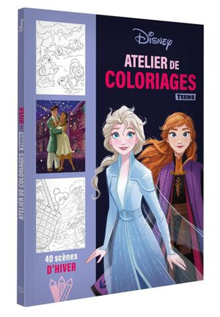 Hachette  раскраска по номерам  DISNEY TEENS - Atelier de coloriages - Scènes d'hiver