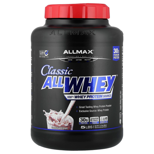 ALLMAX, CLASSIC ALLWHEY®, источник 100% сывороточного протеина, печенье и сливки, 5 фунтов (2,27 кг)