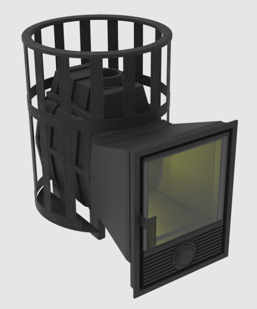 Печь-Камин для бани Воевода 15 Д-1 сетчатый кожух