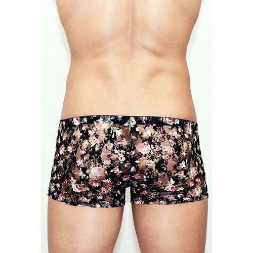 Мужские трусы боксеры черные в сеточку Romeo Rossi Black Boxer RR00220