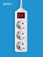 Сетевой удлинитель Perfeo с кнопкой POWERMATE PF-PM-3/5,0-W, 5,0м, 3 розетки, белый