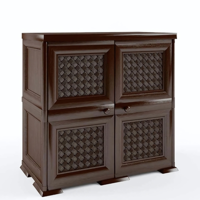 Шкаф - тумба пластиковый высокий "УЮТ" 2 дверцы Э-023 (шоколадный) 810х420х835