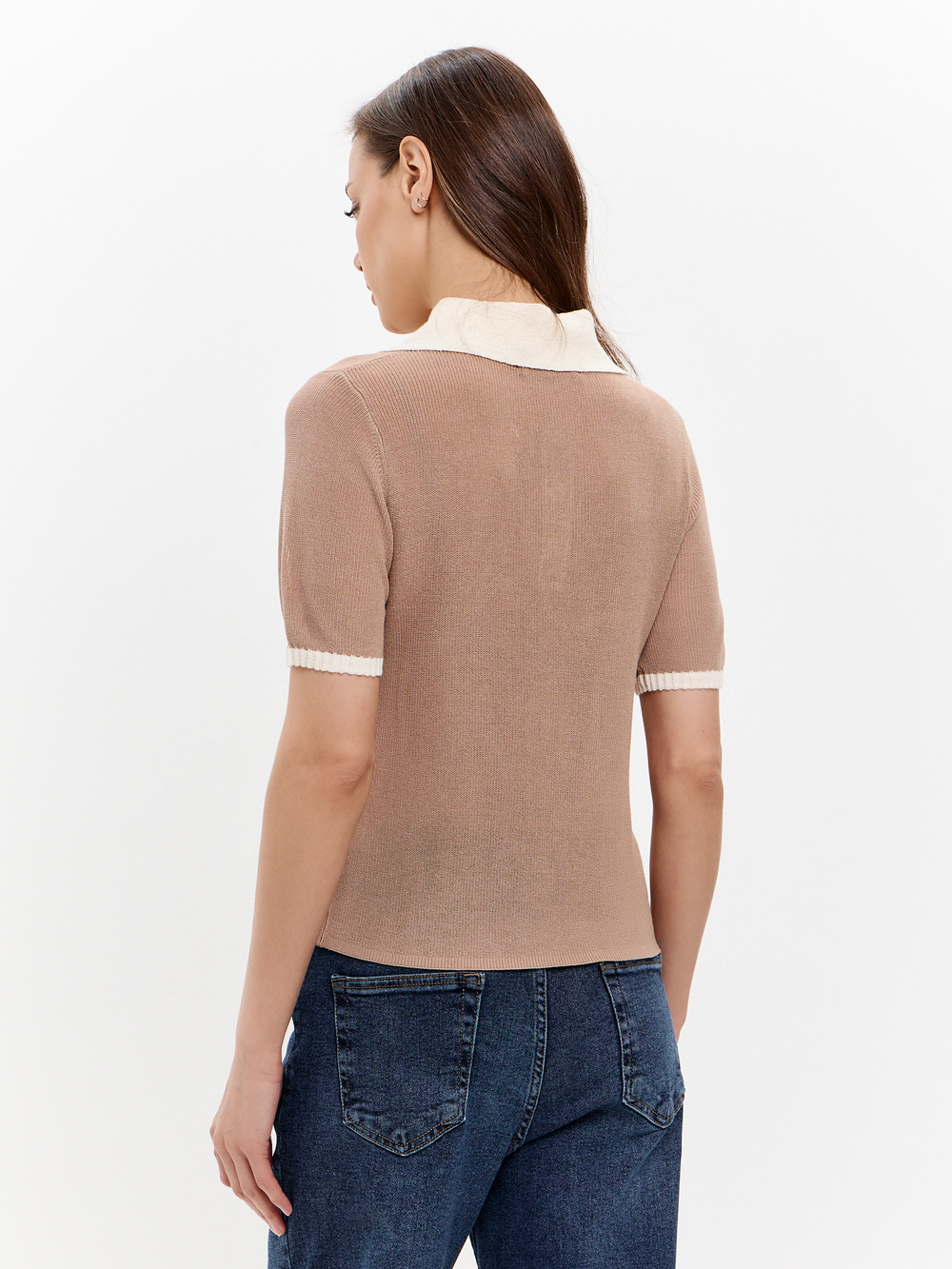 Поло с контрастным воротником