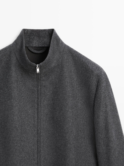 Massimo Dutti Бомбер из смесовой шерсти, серый