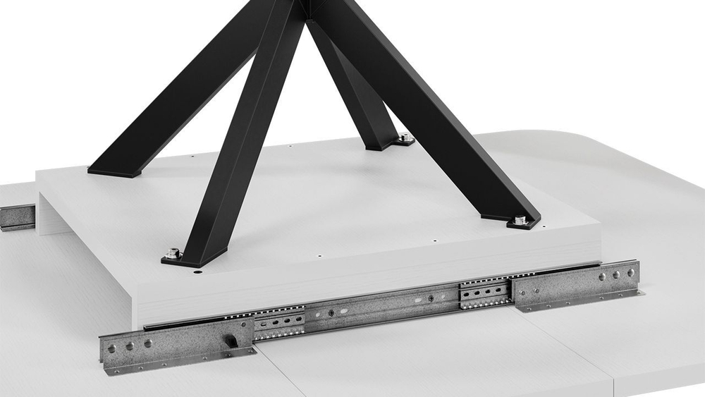 Стол кухонный обеденный раздвижной Черный муар Белый Лиссабон 100(131)х100х75 см