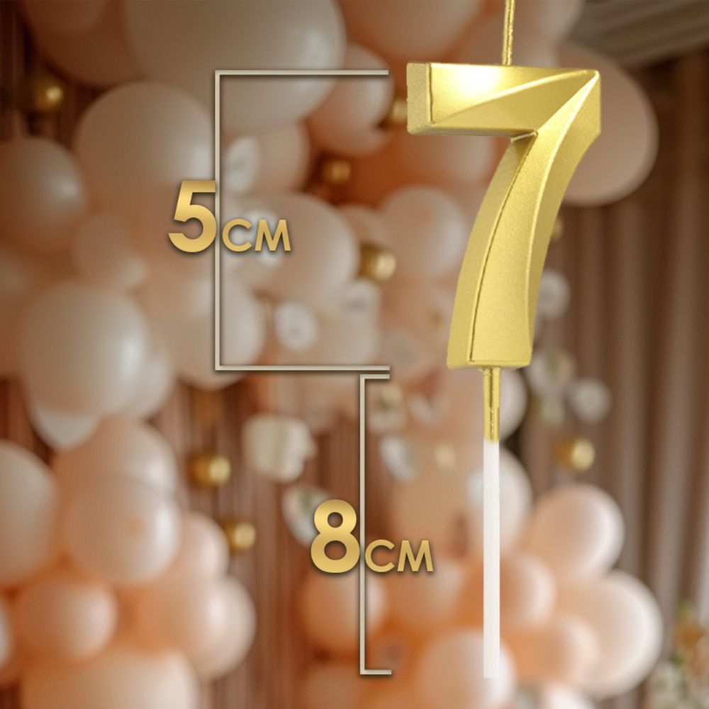 Свеча в торт на шпажке «‎Грань», цифра &quot;7&quot;, золотая, 5 см