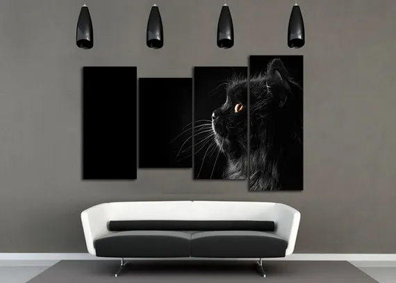 Модульная картина "Черный кот"