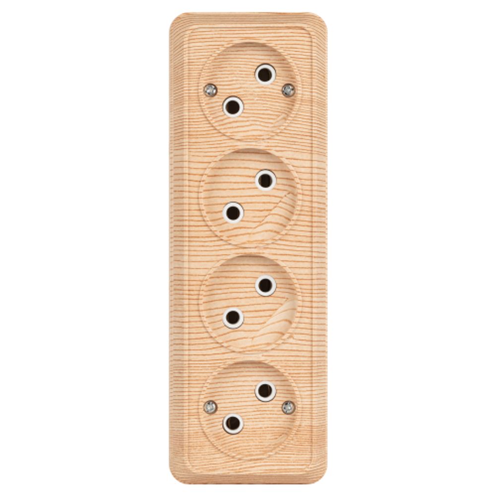 Розетка Intro Quadro 2-207-11 без заземления четверная 4х2P 16А-250В IP20 ОУ сосна