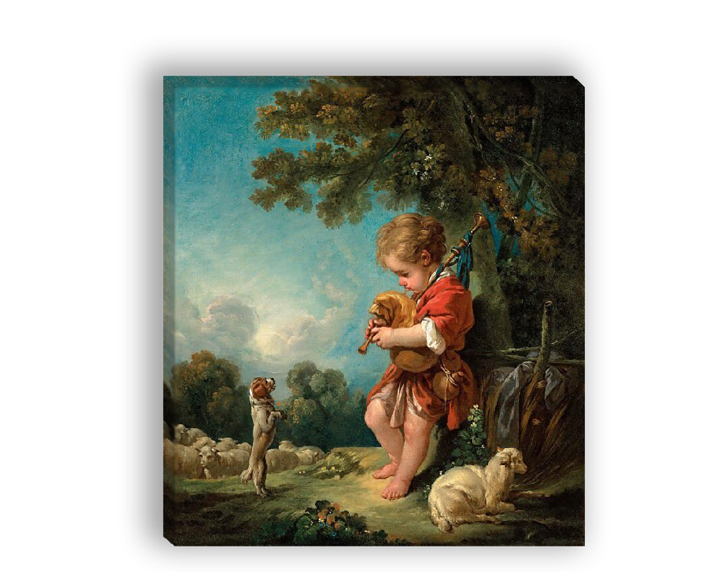 "Пастушок, играющий на волынке", Буше, Франсуа, картина (репродукция)