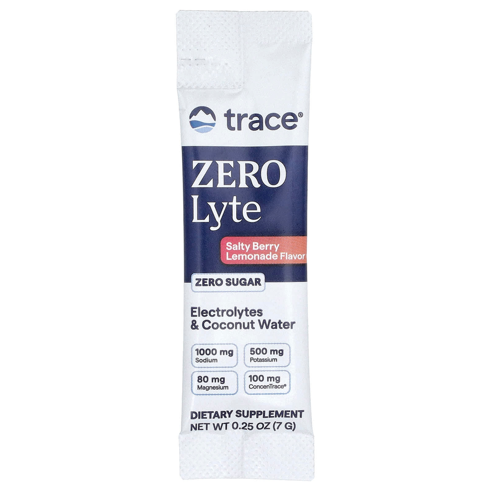 Trace, ZEROLyte, электролит и кокосовая вода, со вкусом лимонада с солеными ягодами, 30 пакетиков по 7 г (0,25 унции)