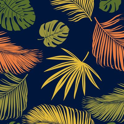 Тропические листья на темном фоне