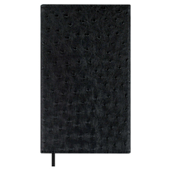 Ежедневник недатированный ESCALADA, А5, 160 л., арт. 70668/ 15 СТРАУС ЧЁРНЫЙ (кожзам: 126х211 мм, твёрдый переплёт, материал обложки: искусственная кожа "Страус"; способ крепления блока: ниткошвейный; декор: металлический шильд с декоративной металли