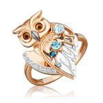 Кольцо «Загадочность» из комбинированного золота с топазами, натуральными топазами white и эмалью