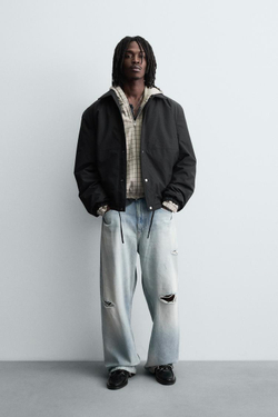 ZARA СТЕГАНАЯ КУРТКА ИЗ ВЫСОКОТЕХНОЛОГИЧНОЙ ТКАНИ, ЧЕРНЫЙ