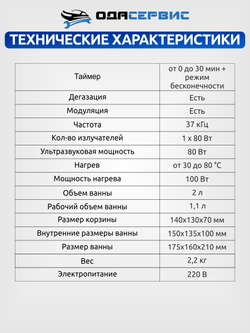 Ультразвуковая ванна с аналоговым управлением, подогревом, дегазацией и модуляцией 2 л ОДА Сервис ODA-DS20