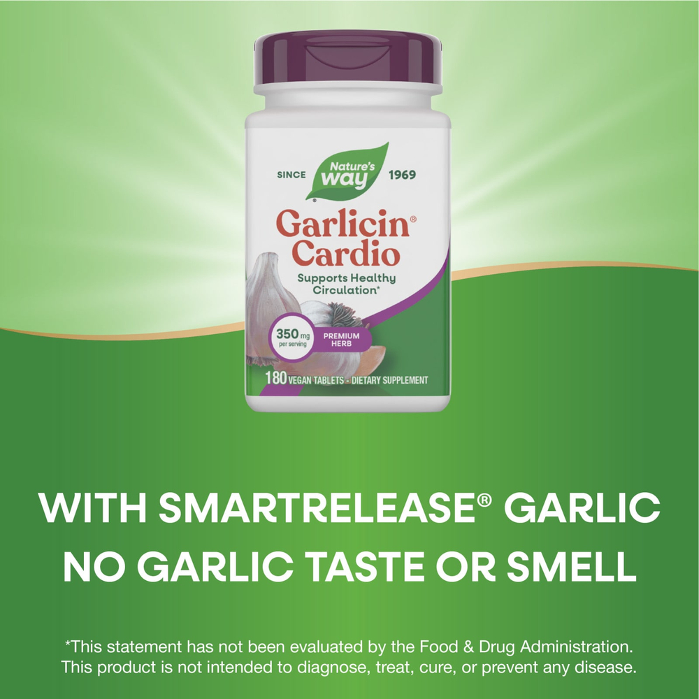 Nature's Way, Garlicin® Cardio, 350 мг, 180 веганских таблеток