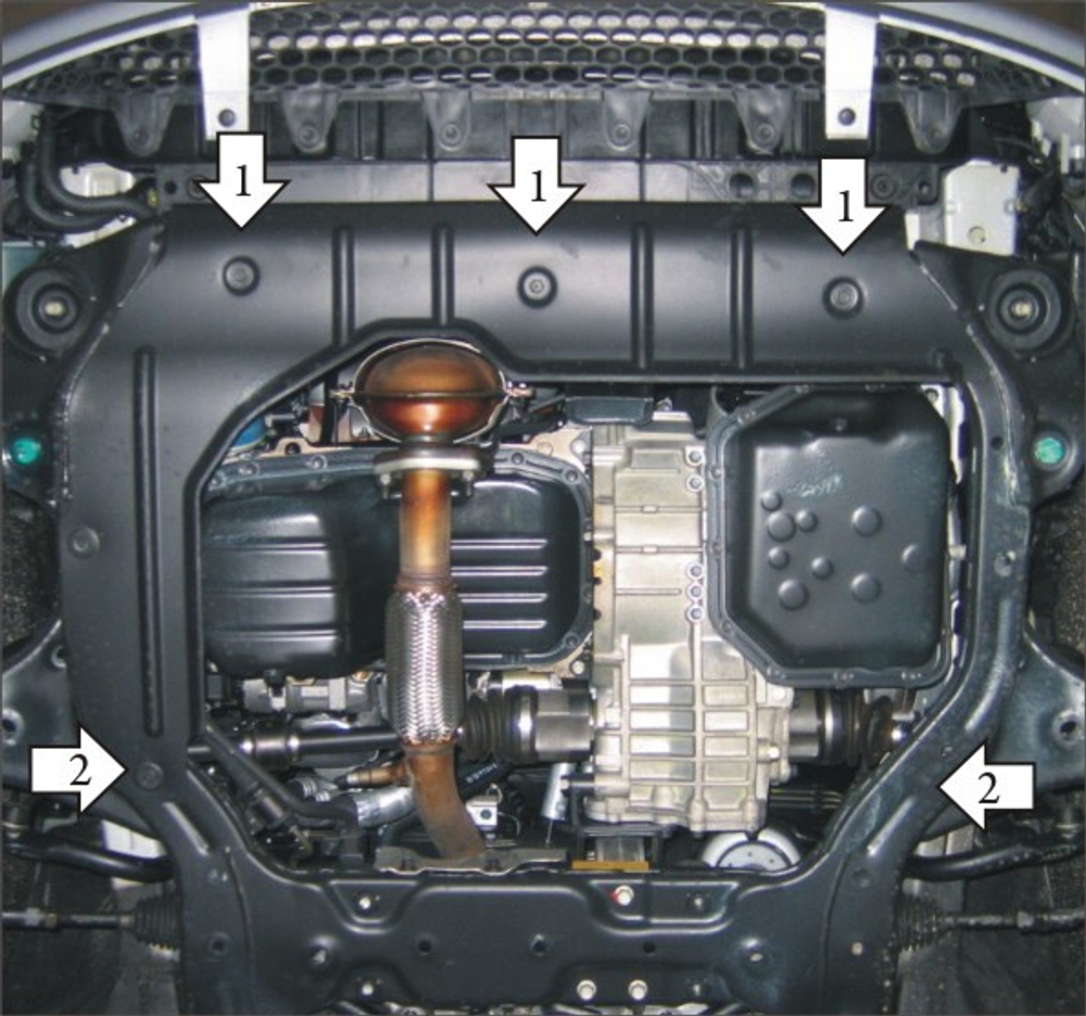 Усиленная защита Motodor картера двигателя, кпп. 2 мм, сталь. для KIA Rio 2009-2011,Hyundai Verna 2006-2010,KIA Rio 2005-2009 арт.00930
