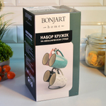 Набор кружек 4шт 350мл на подставке, 202446