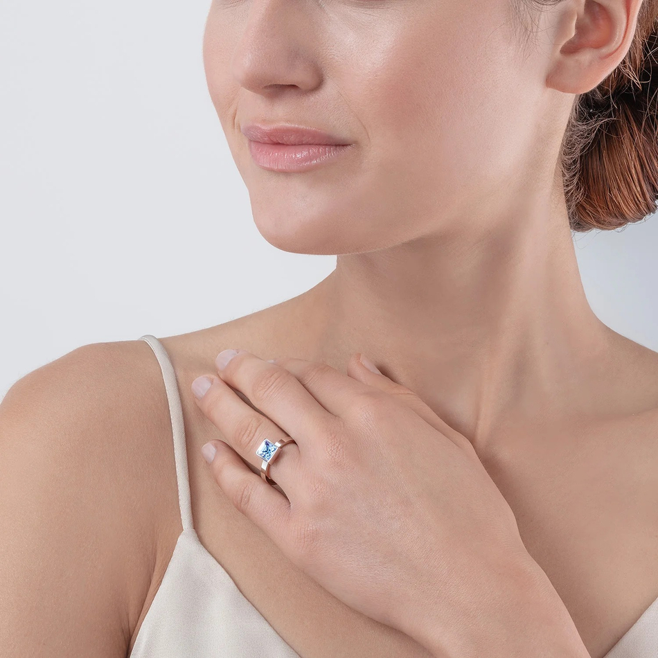 Кольцо Coeur de Lion Light Blue-Silver 18.5 мм 0500/40-0741 58 цвет голубой, серебряный
