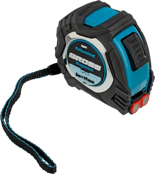 32571 Рулетка Magnetisch, 5м х 19мм, обрезин. корпус,автоматич. фиксация, нейлон. покр.,магн.зацеп//