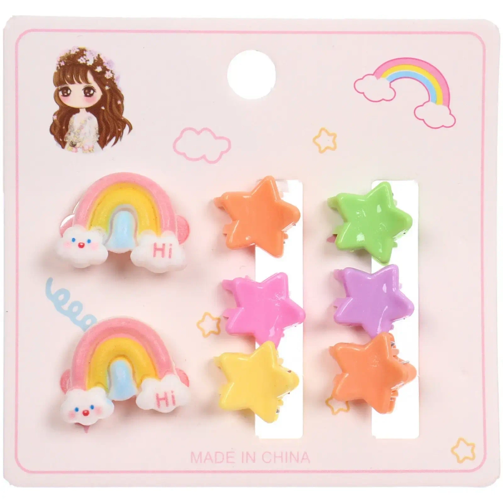 Аксессуары для волос детские «СЛАДКИЕ ЛЕДЕНЦЫ», Радуга, 8.5*8см (2 резинки и 6 крабиков)