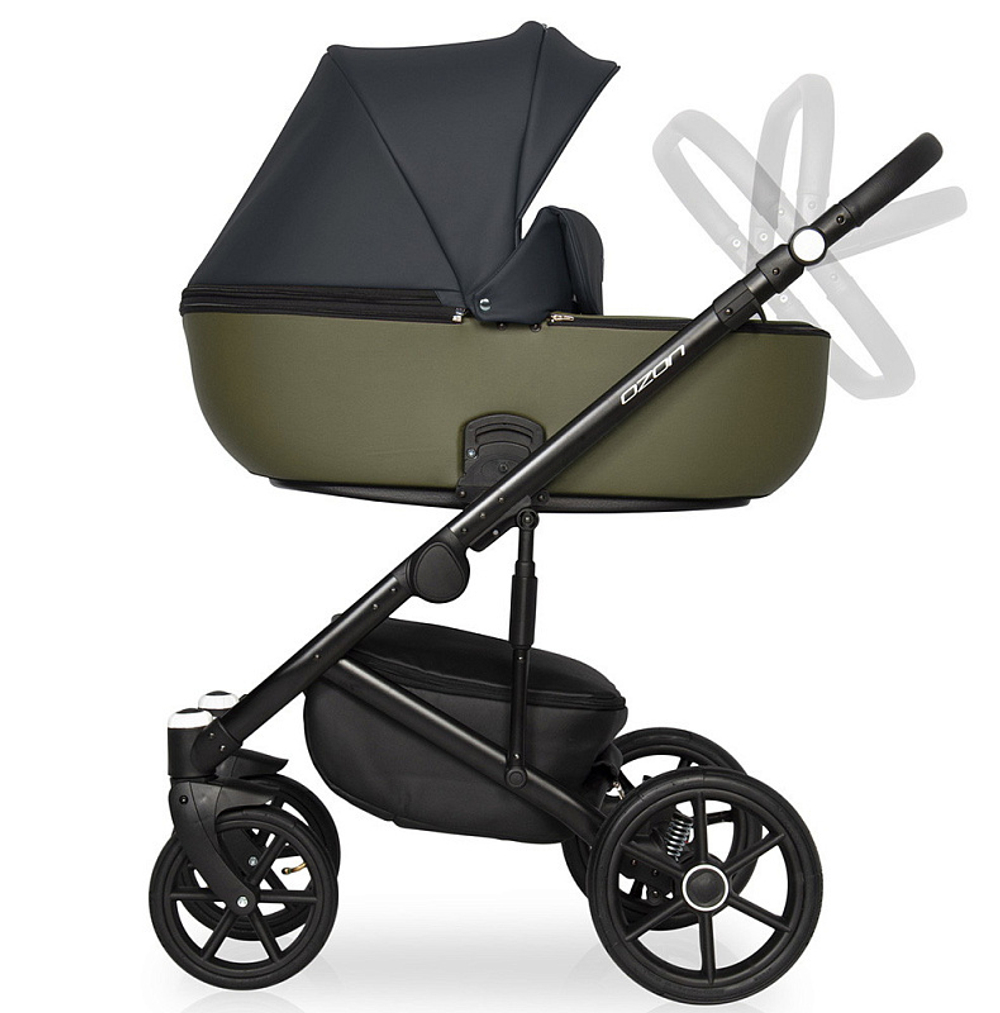 Детская коляска Riko Basic Ozon 3 в 1 02 черно-зеленый
