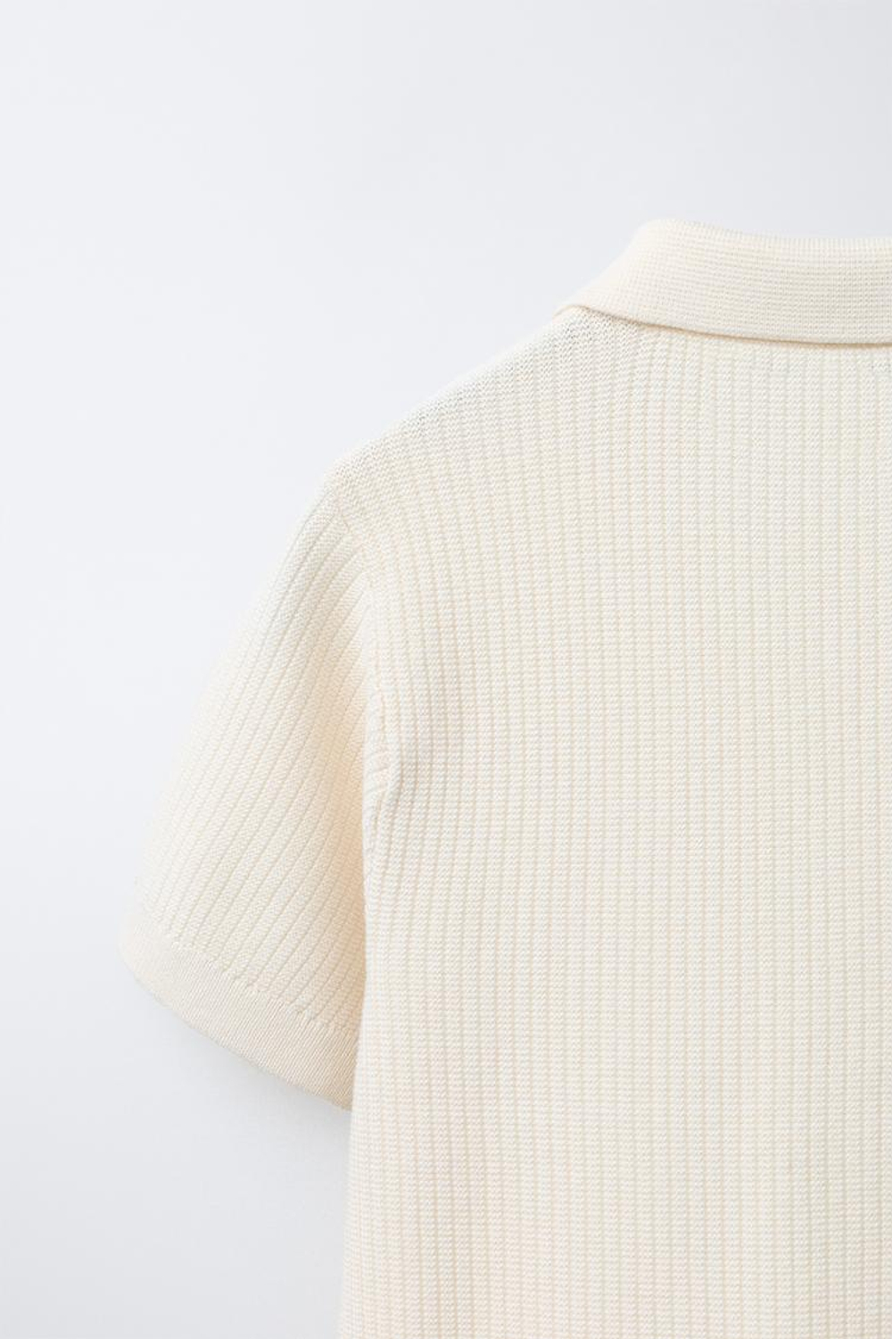 ZARA БАЗОВОЕ ПОЛО В РУБЧИК, ЭКРЮ