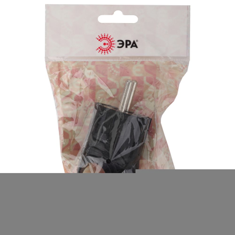 Вилка ЭРА Vx4-B с заземлением угловая с кольцом 16A черная