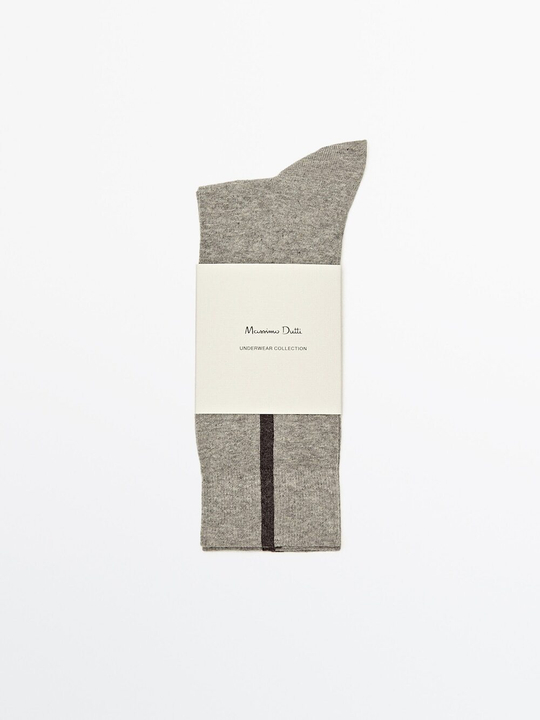 Massimo Dutti Высокие носки с контрастной полосой, серый
