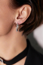 Серьги кольца 2 см из прозрачных кристаллов, оттенок серебро