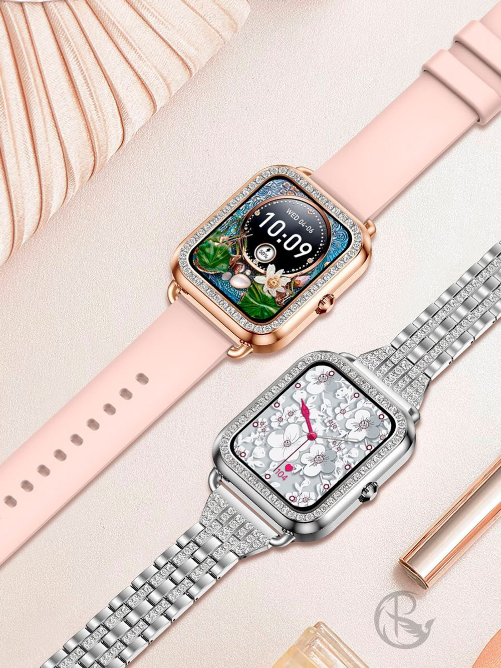 Смарт часы PARASMART Asteria i68 (блочный браслет со стразами, золотистый)