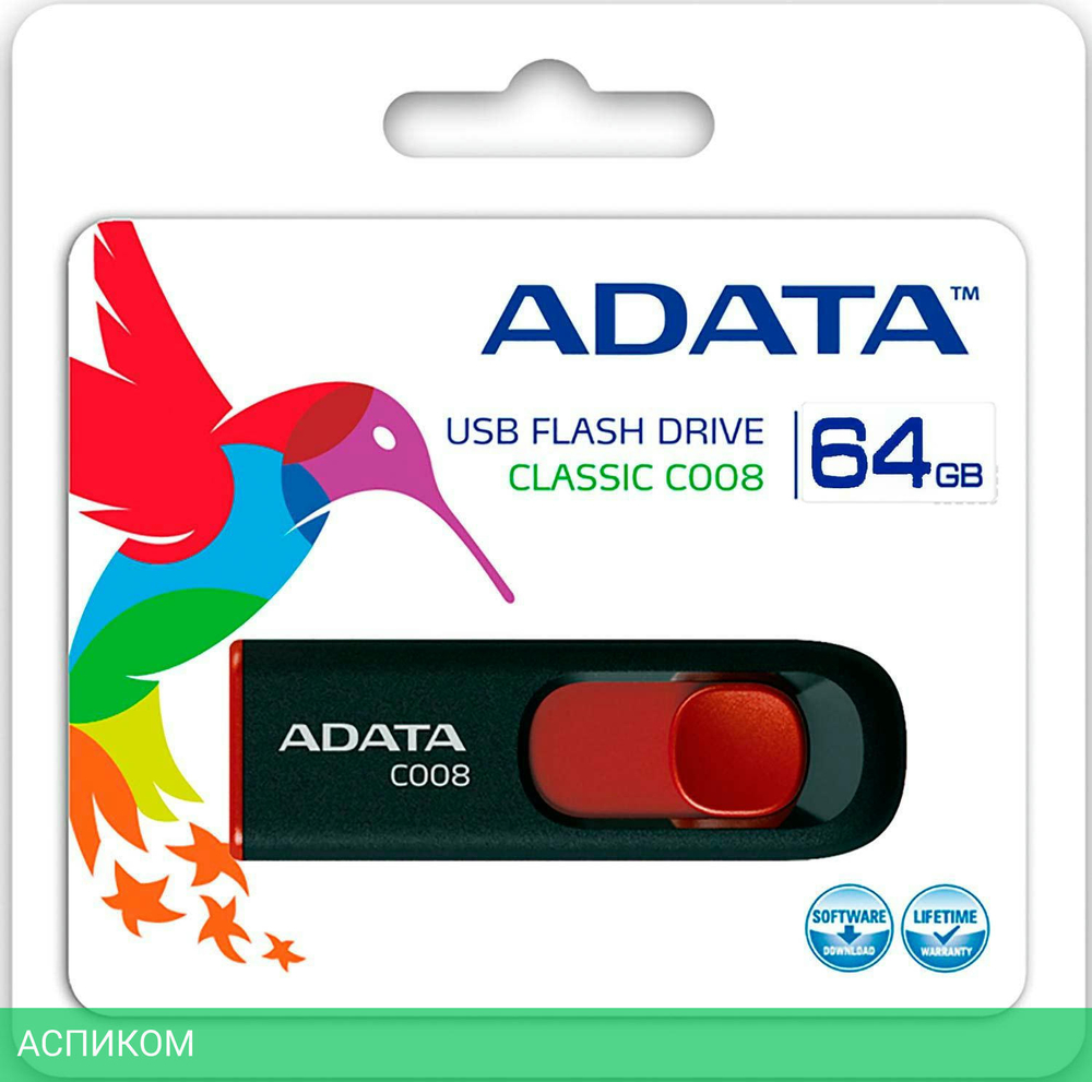 USB Flash-накопитель A-Data AC008-64G-RKD 64 Гб Black/Red