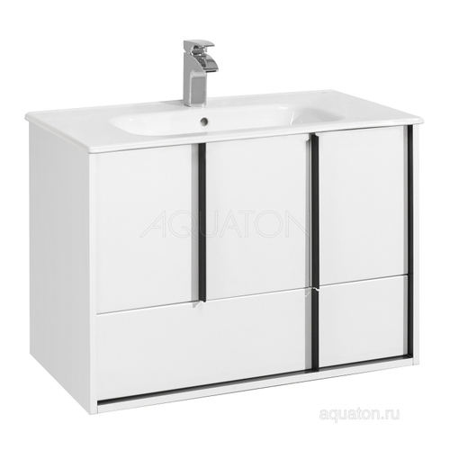 Тумба под раковину AQUATON Ривьера 80 подвесная, белая 145400