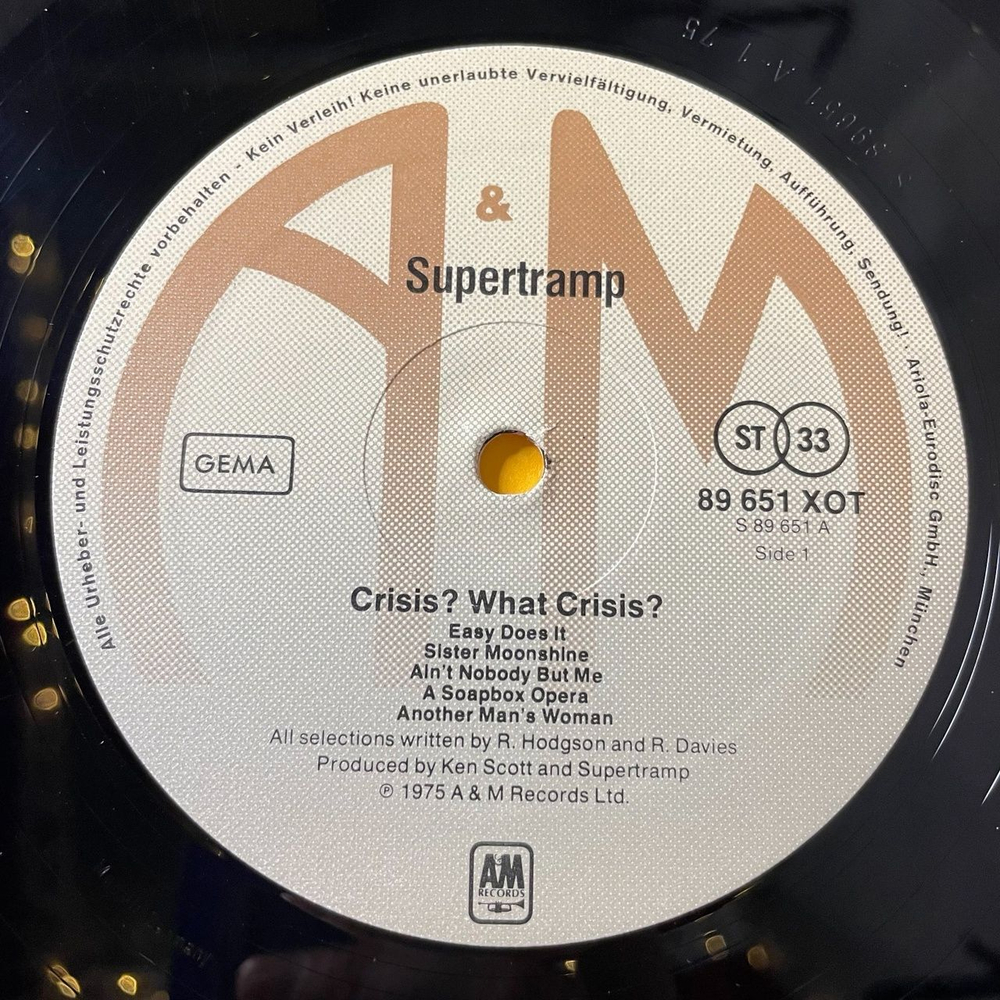 Винтажная виниловая пластинка LP Supertramp Crisis? What Crisis? (Germany 1975)