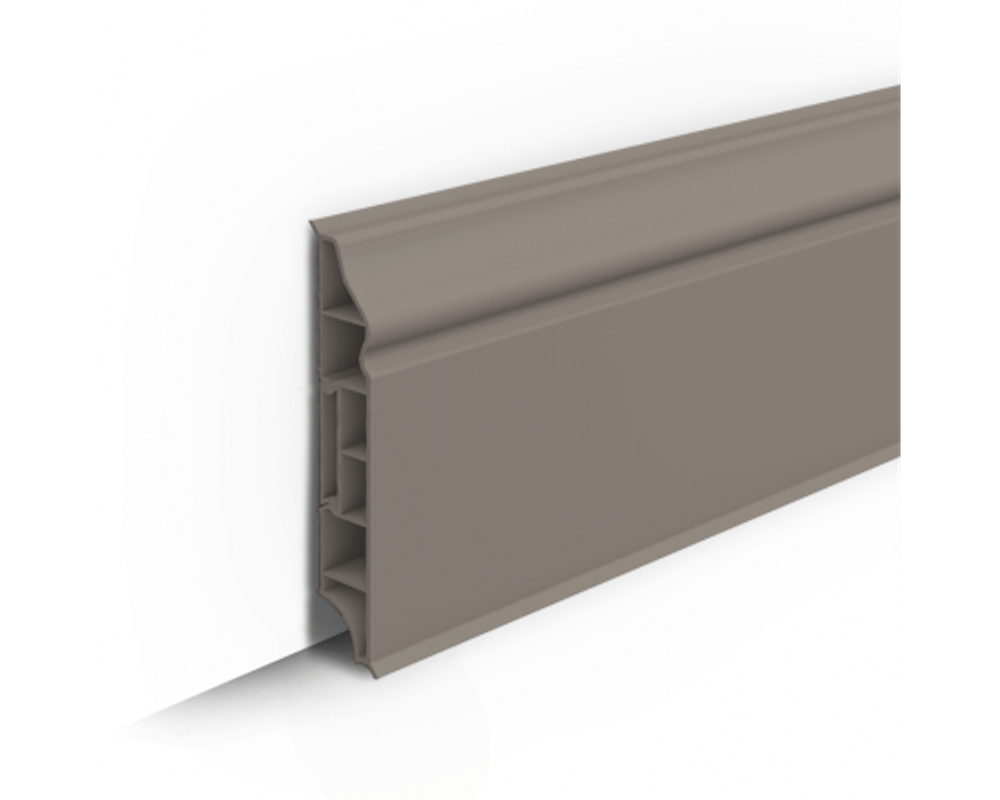 Плинтус ПВХ Идеал Дюра фигурный 036 Платиново-серый 80х16х2200 мм