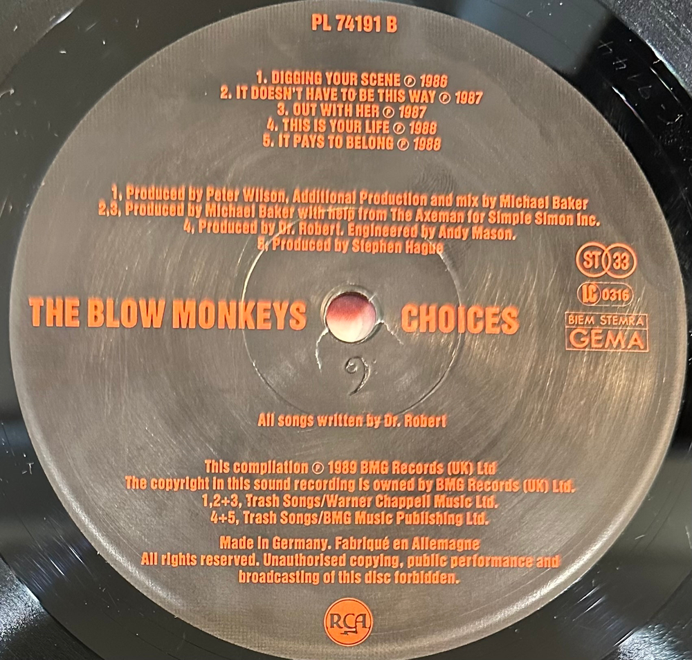 The Blow Monkeys- Choices - The Singles Collection (Германия 1989г.)