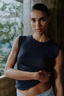 ZARA ТОП С БОКОВЫМИ СБОРКАМИ, АНТРАЦИТОВЫЙ