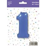 Шар (40"/102 см) Цифра, 1, Синий, 1 шт. в упак.