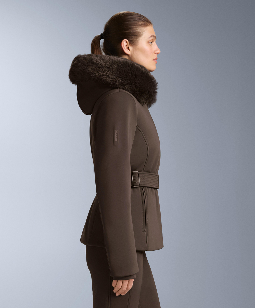 Oysho Супертонкая водонепроницаемая куртка Primaloft® SKI, темно-коричневый