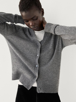 Massimo Dutti Кардиган из 100% кашемира, серый меланж