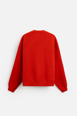 ZARA ТОЛСТОВКА СВОБОДНОГО КРОЯ С КРУГЛЫМ ВЫРЕЗОМ, КРАСНЫЙ