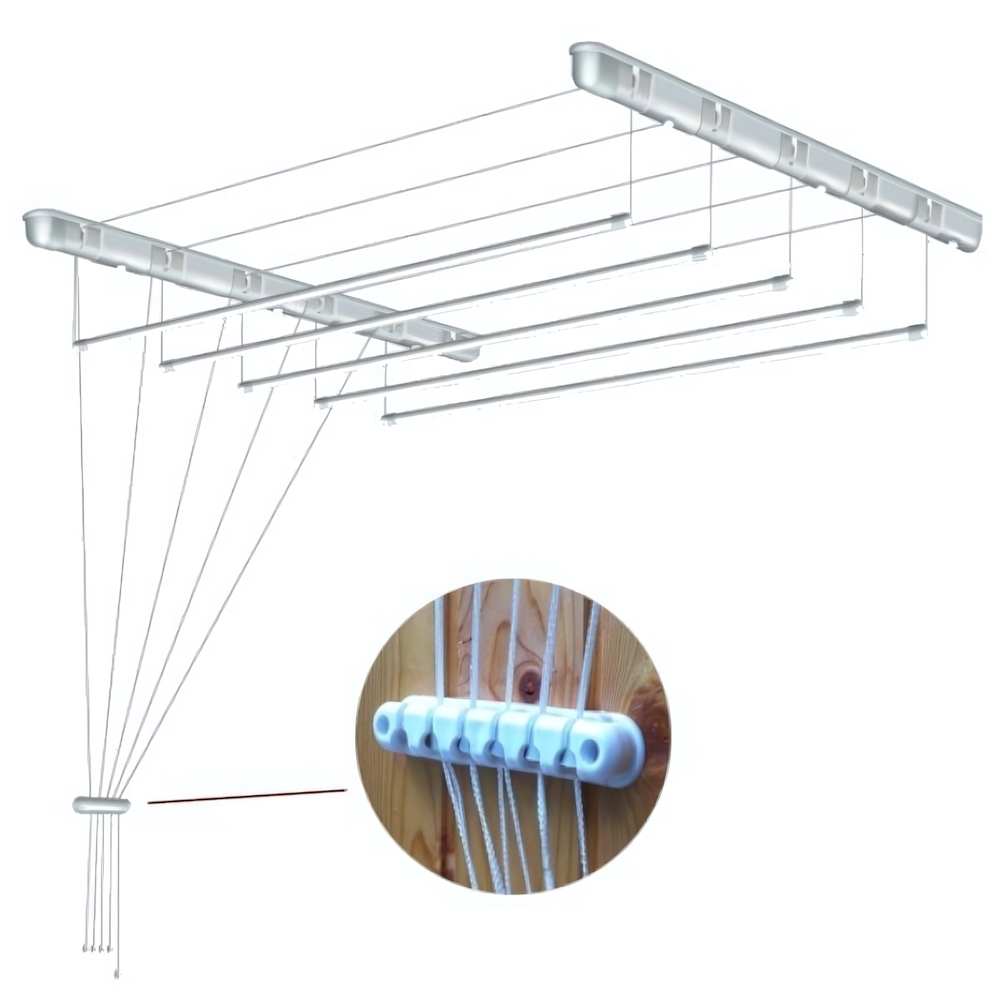 Сушилка для белья потолочная (5 стержней) "Лиана ПЛЮС" 100см белая