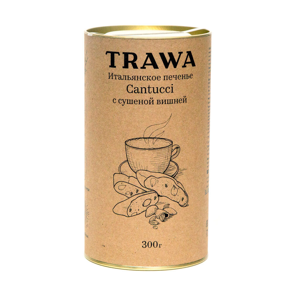 Печенье "Кантуччи" с сушеной темной вишней Trawa, 300 г