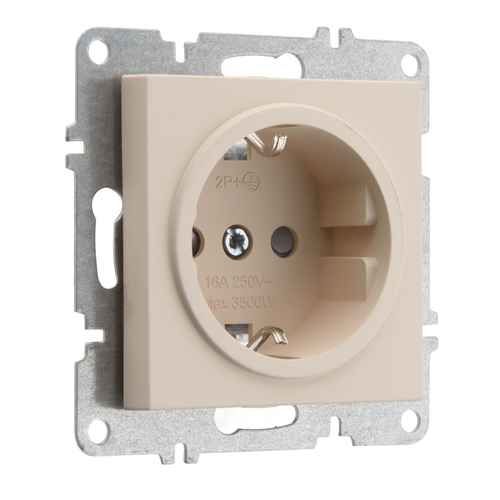 Розетка с заземлением ARVIA Electric, со шторками, 16А 250В, карамель 50082000243