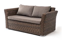 "Капучино" диван из искусственного ротанга (гиацинт) двухместный, цвет коричневый